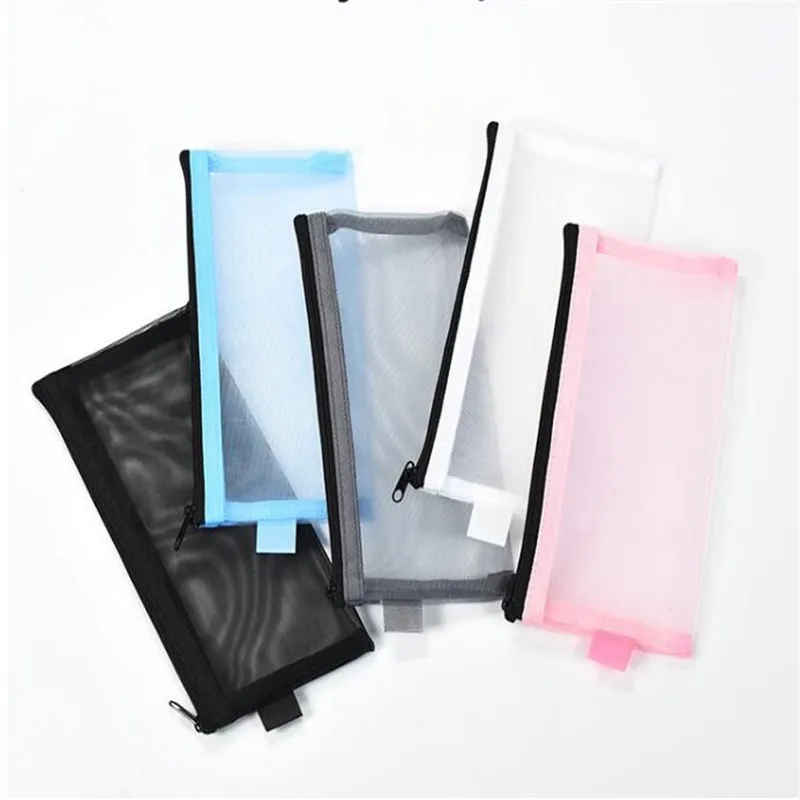 1 Máy Tính Nhiều Màu Sắc Lưới Nylon Dây Kéo Hộp Đựng Mỹ Phẩm Trang Điểm Trong Suốt Đựng Túi Xách Ví Đựng Tiền Xu Lưới Túi Đựng Cho Bàn Chải