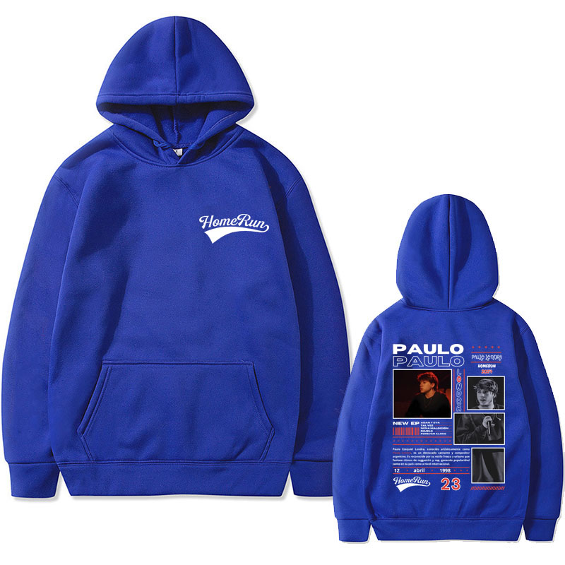 랩퍼 Paulo Londra Homerun 양면 인쇄 까마귀 남성 여성 힙합 빈티지 Tracksuit 남성 패션 캐주얼 대형 후드