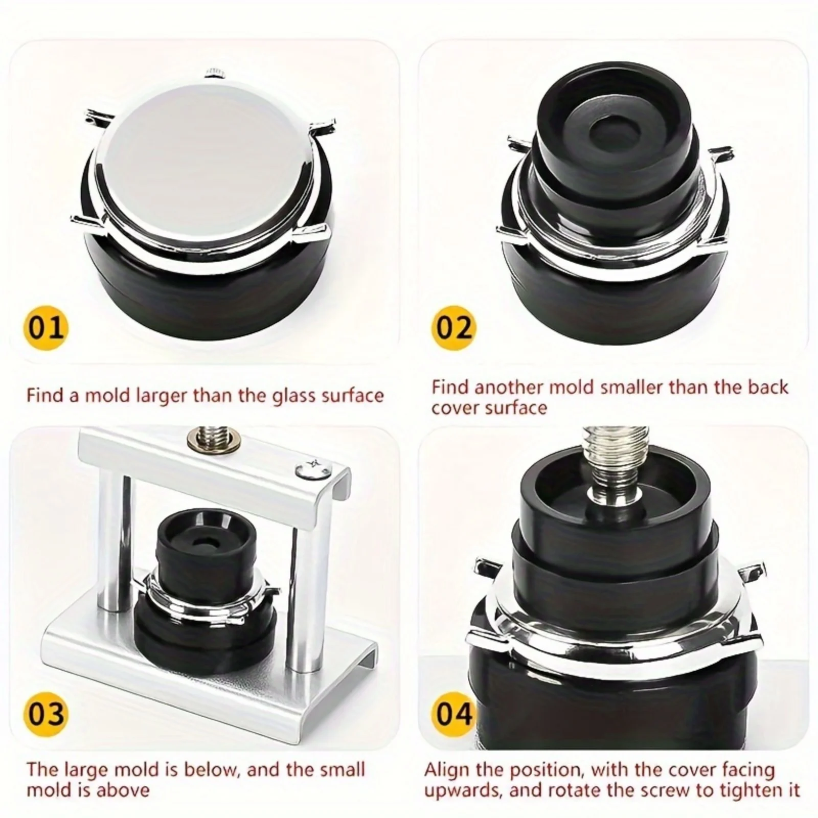 13pcs/19pcs/set，Professional Watch Press Set, Watch Back Case Closing Tool & Fitting Dies Watch Repairing Tool, 18pcsDie Kit