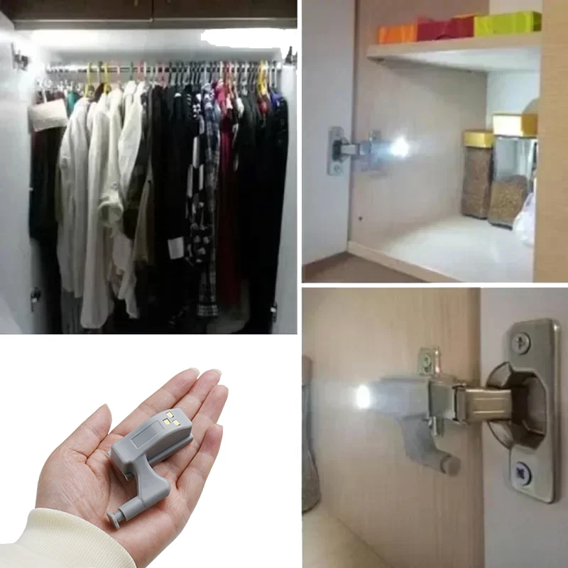 Bộ 10 Bóng Đèn Led Cảm Ứng Chuyển Động Tủ 0.3W Tủ Tủ Quần Áo Tủ Quần Áo Cửa Bên Trong Bản Lề Đêm Đèn Cho Nhà Bếp Phòng Ngủ với Pin