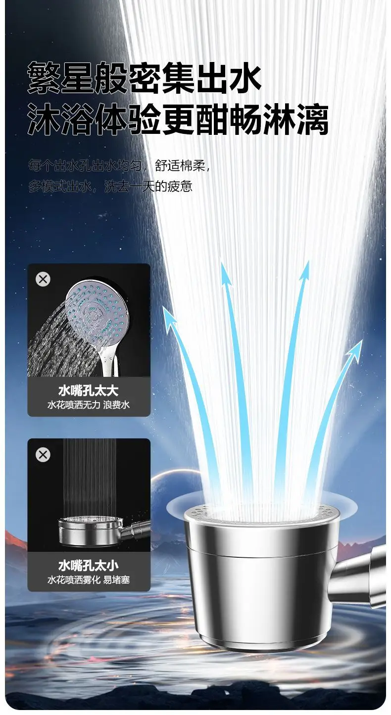 New High Pressure Water Saving Filter Shower Head 5 Modes Handheld Shower Head One Button Stop Bathroom Accessories Set