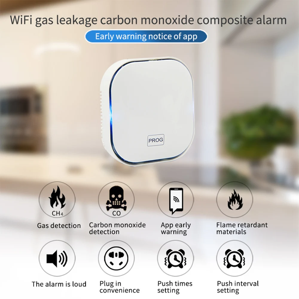Tuya Smart Life แก๊สธรรมชาติ CO รั่วเครื่องตรวจจับคาร์บอนมอนอกไซด์ WIFI CH4 มีเทนเชื้อเพลิงรั่วถ่านหิน Home ALARM SENSOR