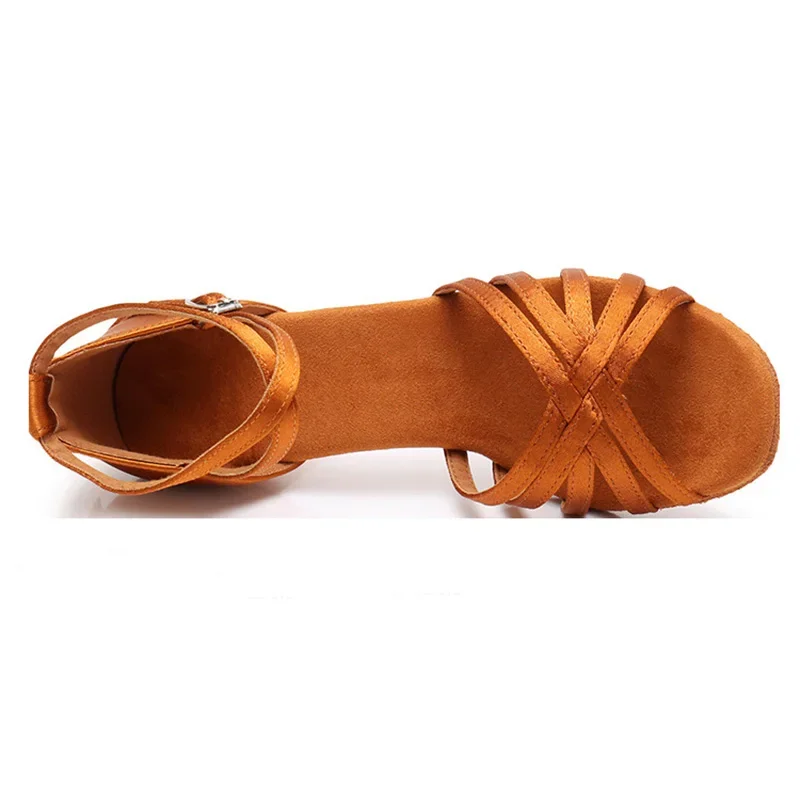 Tovekin-Satijn Latin Dansschoenen Voor Vrouwen, Professionele Knoophak, Salsa, Tango, Balzaal, 7Cm, 5Cm