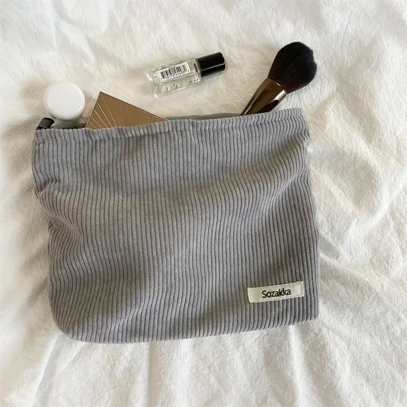 Bolsas de cosméticos dulces para mujer, bolso grande de maquillaje, bolsa con cremallera, Corduro diario, actividades al aire libre, organizador de viaje 2024