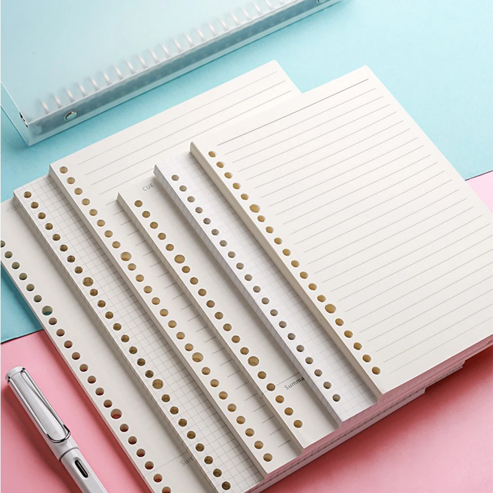 PLRBOK 50 hojas 100 páginas A5 B5 A4 carpeta de papel de hojas sueltas páginas interiores 20/26/30 agujeros accesorios de oficina cuaderno papelería
