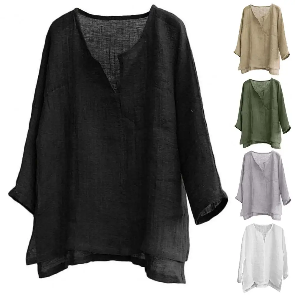Camicia da spiaggia da uomo con scollo a V camicia allentata a maniche lunghe Super sottile camicia Casual a maniche lunghe tinta unita camicie estive oversize
