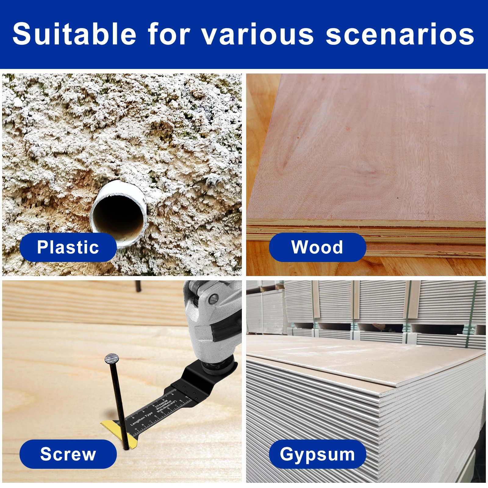 5/3pc Oscillating Saw Blade Set Bimetal Multitool Blade Sharp Multi Cutter Blade for Wood Plasterboard Plastic Cutting Blades