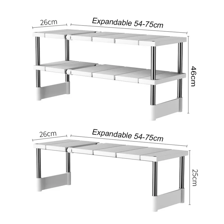 STACKABLE Storage Rack ตู้เสื้อผ้า Layered Partition Rack Telescopic SINK ผู้ถือตู้เสื้อผ้า Sorting ชั้นวางตู้เสื้อผ้าเสื้อผ้า Organizer