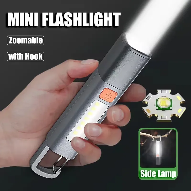 1-10PCS Super Helle LED Taschenlampe XPE Taschenlampe Licht Mit Haken Camping Licht USB Aufladbare Zoombare Wasserdichte Taschenlampe