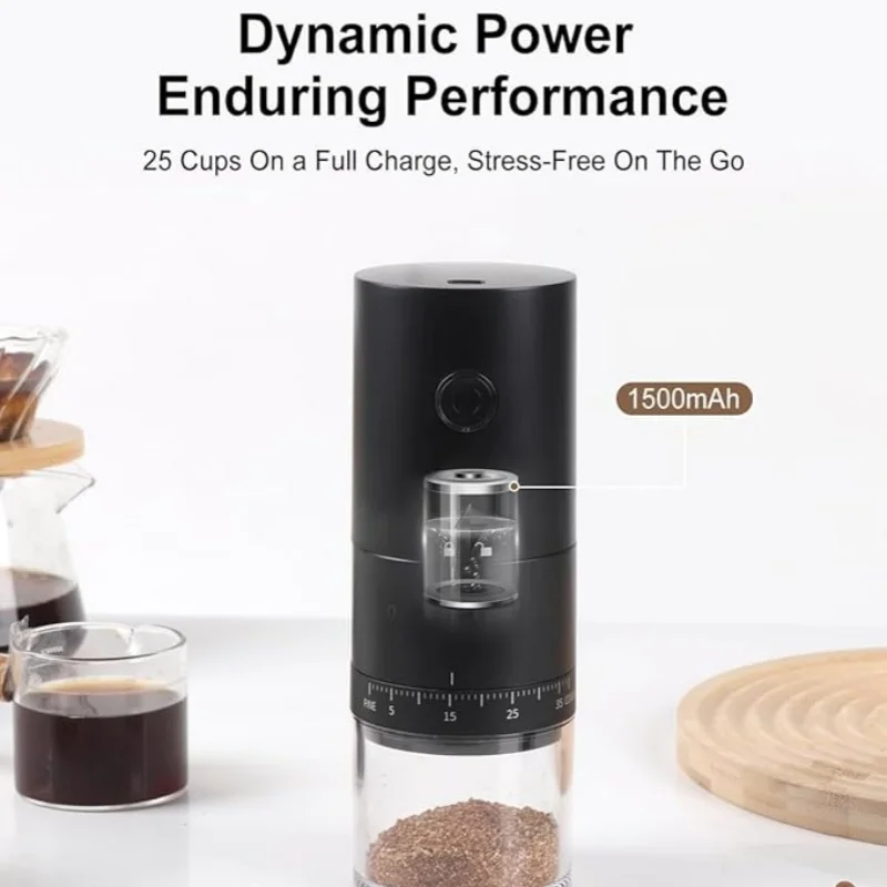 2024 ใหม่แบบพกพาเครื่องบดกาแฟไฟฟ้า 38 เกียร์ปรับเซรามิคกรองอายุการใช้งานแบตเตอรี่ยาวนานปุ่มเริ่มต้นBeanเครื่องบด