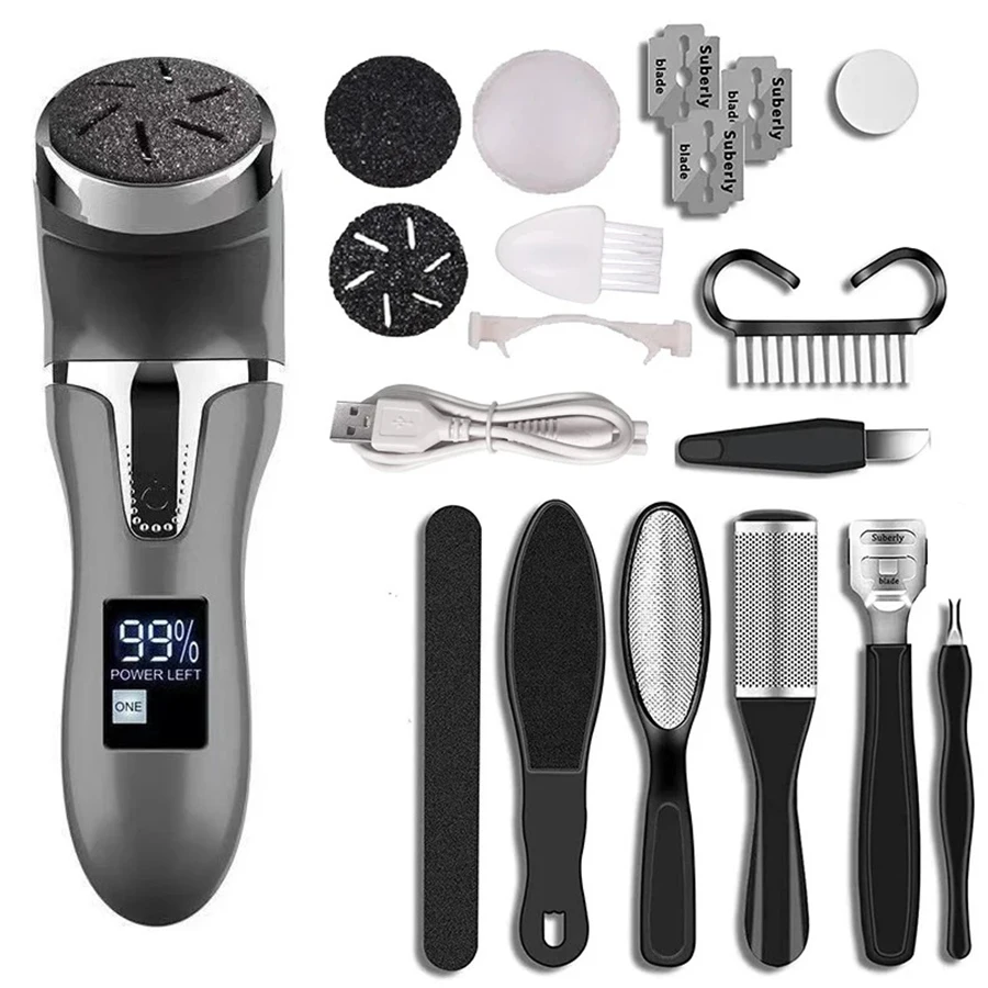 แฟ้มเท้าไฟฟ้า Pedicure เครื่องแคลลัส Remover ชาร์จส้นเท้า Cracked Dead Skin Scrubber Polisher เครื่องบดเครื่องมือ
