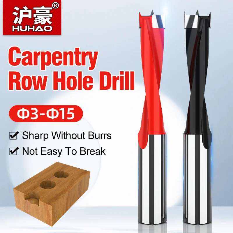 HUHAO Woodworking Drill Bits 10mm Shank 2Flute Right Rotation Forstner Drill Length 70mm Carbide Router Bit for Wood