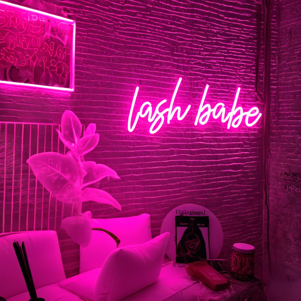 Lash babe sinal de néon decoração da parede do quarto néon led sinal de néon logotipo do negócio loja de beleza led sinal de luz de néon para cabelo prego chicote salão de beleza