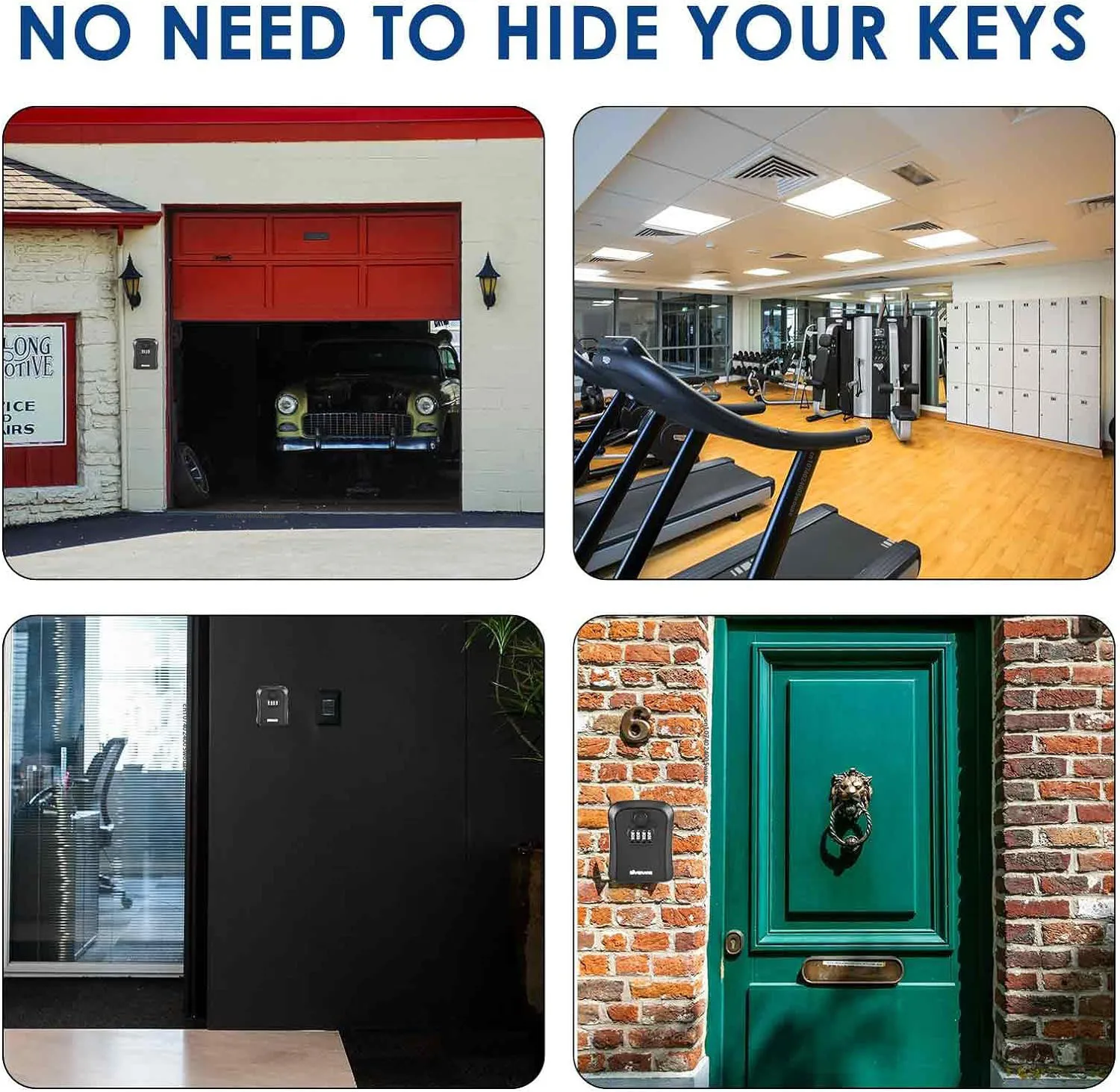 Key Lock Box Wall Mount 4 Digits Combination Lockbox Waterproof Outdoor Key Hider for House Manager Key Resettable Safe Security