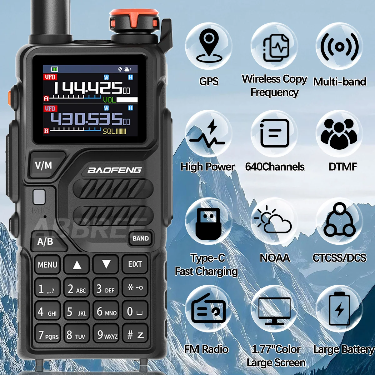 Baofeng UV-K5 PRO GPS Walkie Talkie Drahtlose Kopierfrequenz Multiband AM DTMF Typ-C AM FM Long Range NOAA Zweiweg-Amateurfunk