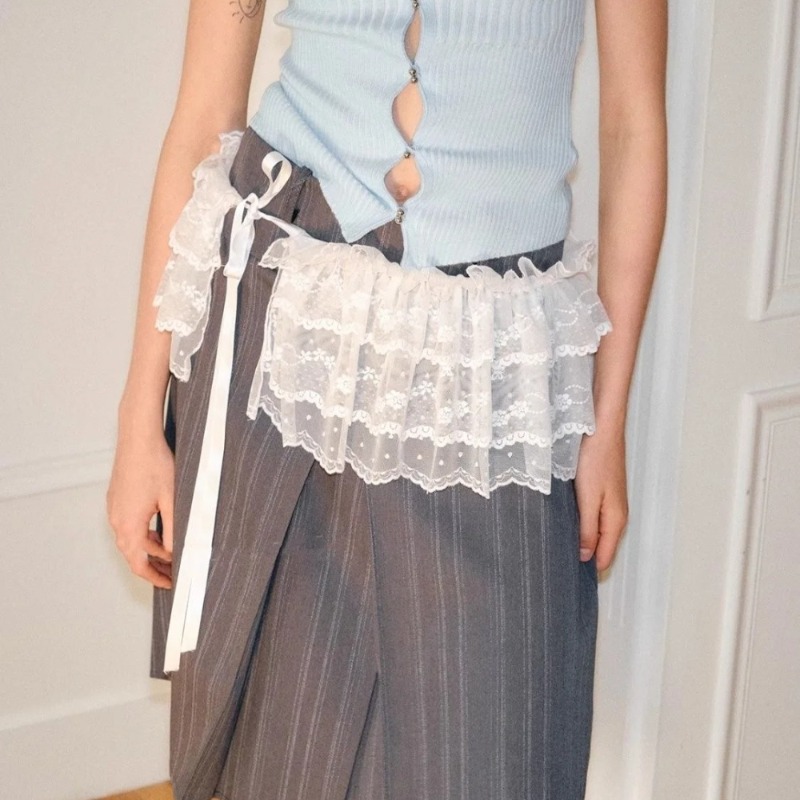 여성 Y2K 한국어 레이스 미니 레이어드 스커트 streetwear 레이스 업 프릴 하라주쿠 하이 웨이스트 플리츠 여성용 jupe 스커트 의류