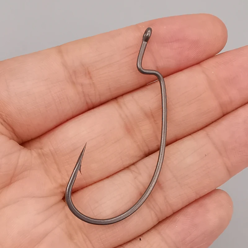 LUREHOLIC-Aço Inoxidável Worm Anzol, PTFE Super Slide Gancho Offset, Texas Rig, Drop Shot, Acessórios de Pesca