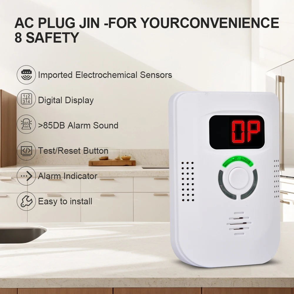 Carbon Monoxide Detectors Plug In, Portable Co Detector With Led Digital Display, Carbon Monoxide Alarm With Audible And Visual