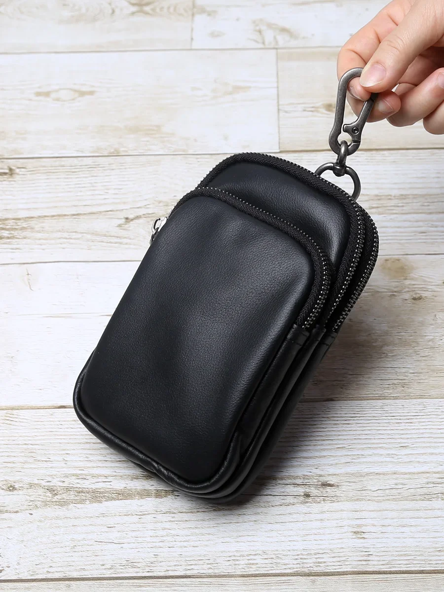 Echtes Leder Herren Hüfttasche mit Ledergürtel Stirnband Schicht Rindsleder Freizeit Multifunktionale große Kapazität modische Tasche