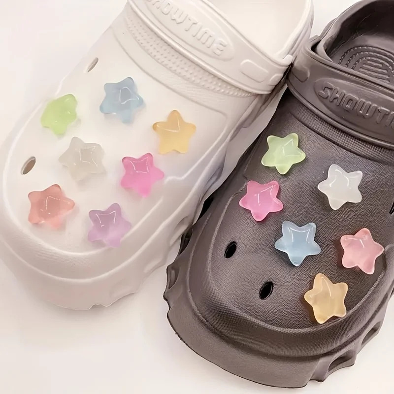 7/14pcs Glow-in-the-Dark Star รองเท้า Charms ติดตั้งง่ายสนุก DIY รองเท้าหัวเข็มขัดสําหรับรองเท้า