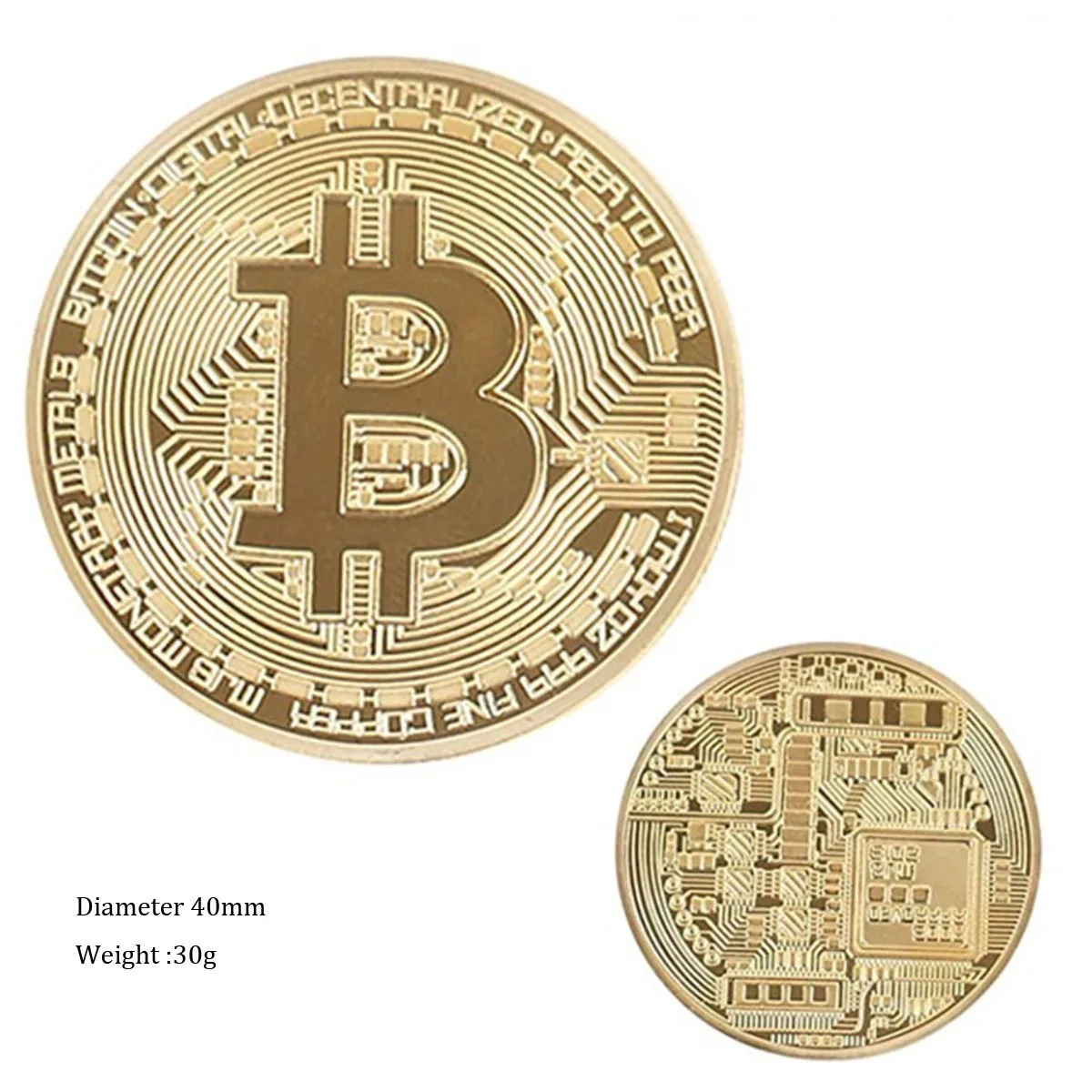 Moneda coleccionable de Bitcoin chapada en oro, regalo de arte conmemorativo de metal físico BTC Casascius, moneda criptográfica de broca de imitación antigua