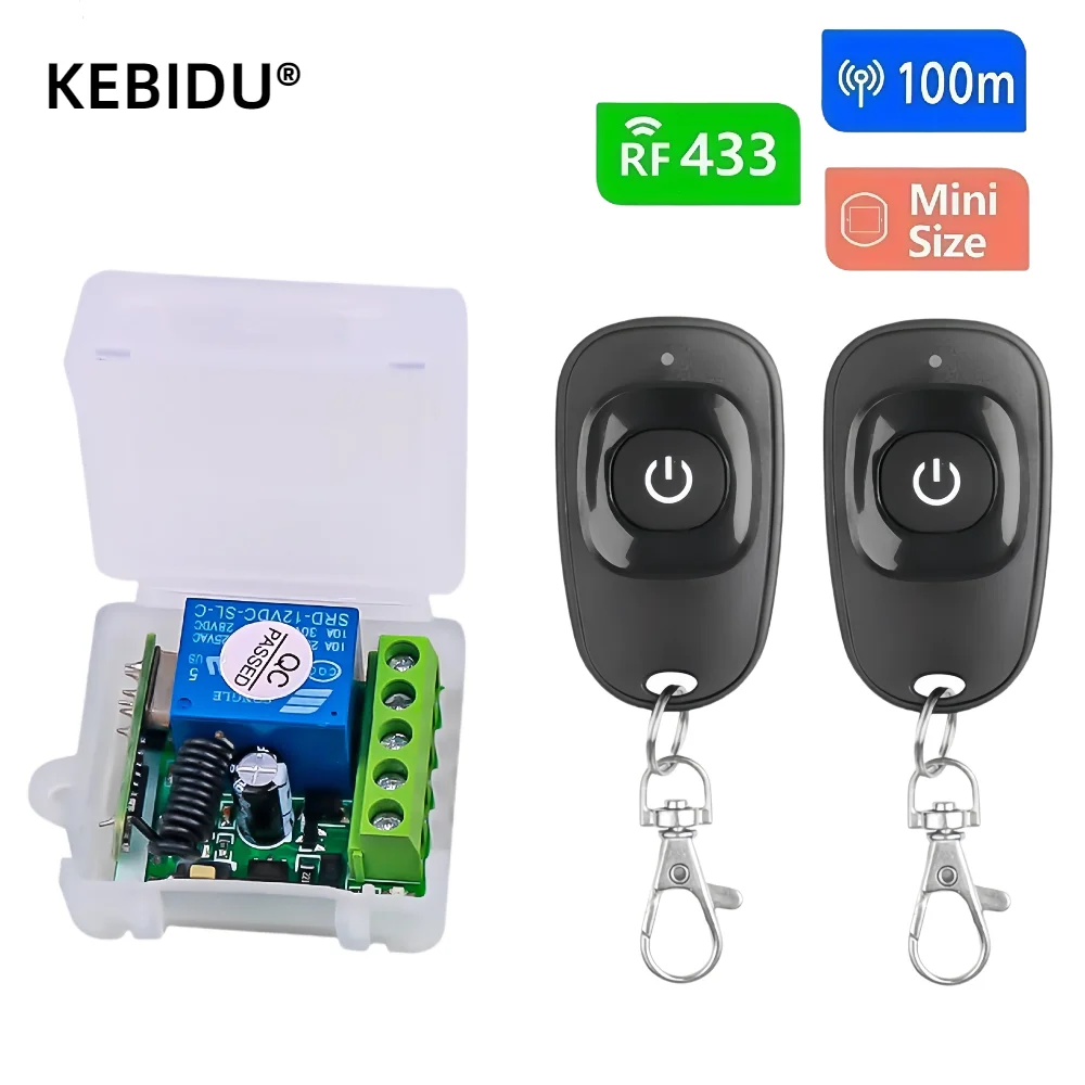 433Mhz Universal Wireless Remote Control Switch DC 12V 1CH Relay Receiver Module RF EV1527 Learning Code Transmitter