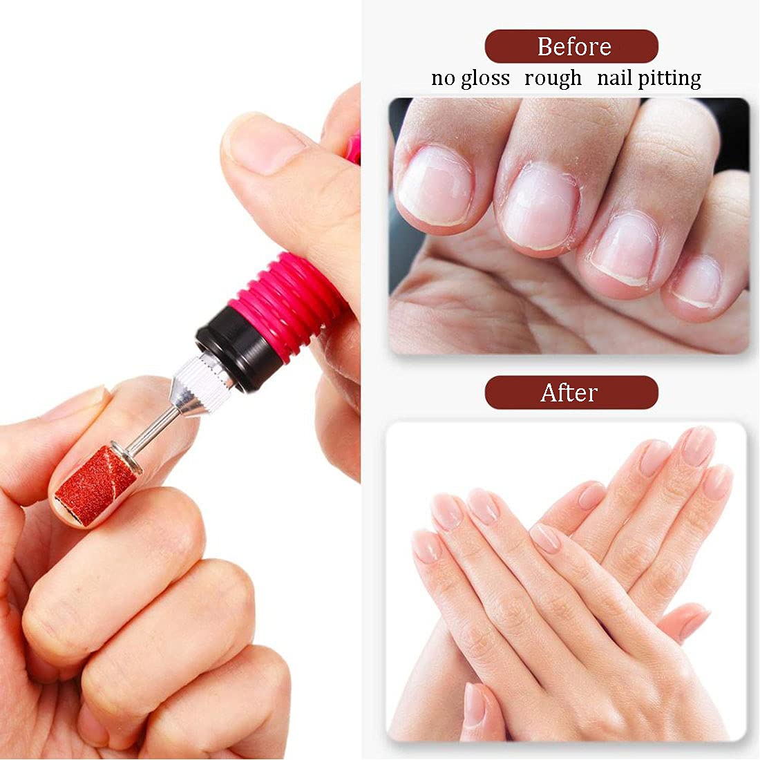 210pcs/Box Sanding Cap Bands For Electric Manicure Machine 180#/120#/80# Grit Nail Drill Grinding Bit Files Pedicure Tool Set