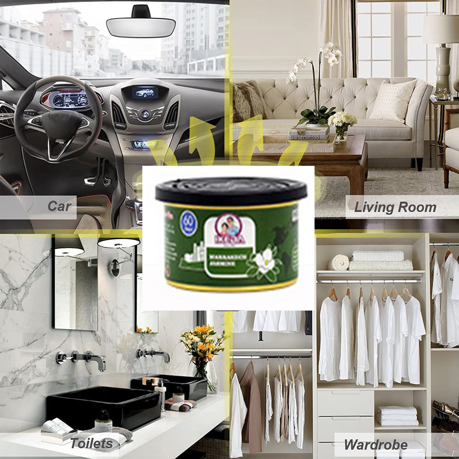 車用芳香剤：12種類の香り |   オーガニック缶 |   消臭剤エッセンシャル |   長持ちする |   強い香り |   家庭用