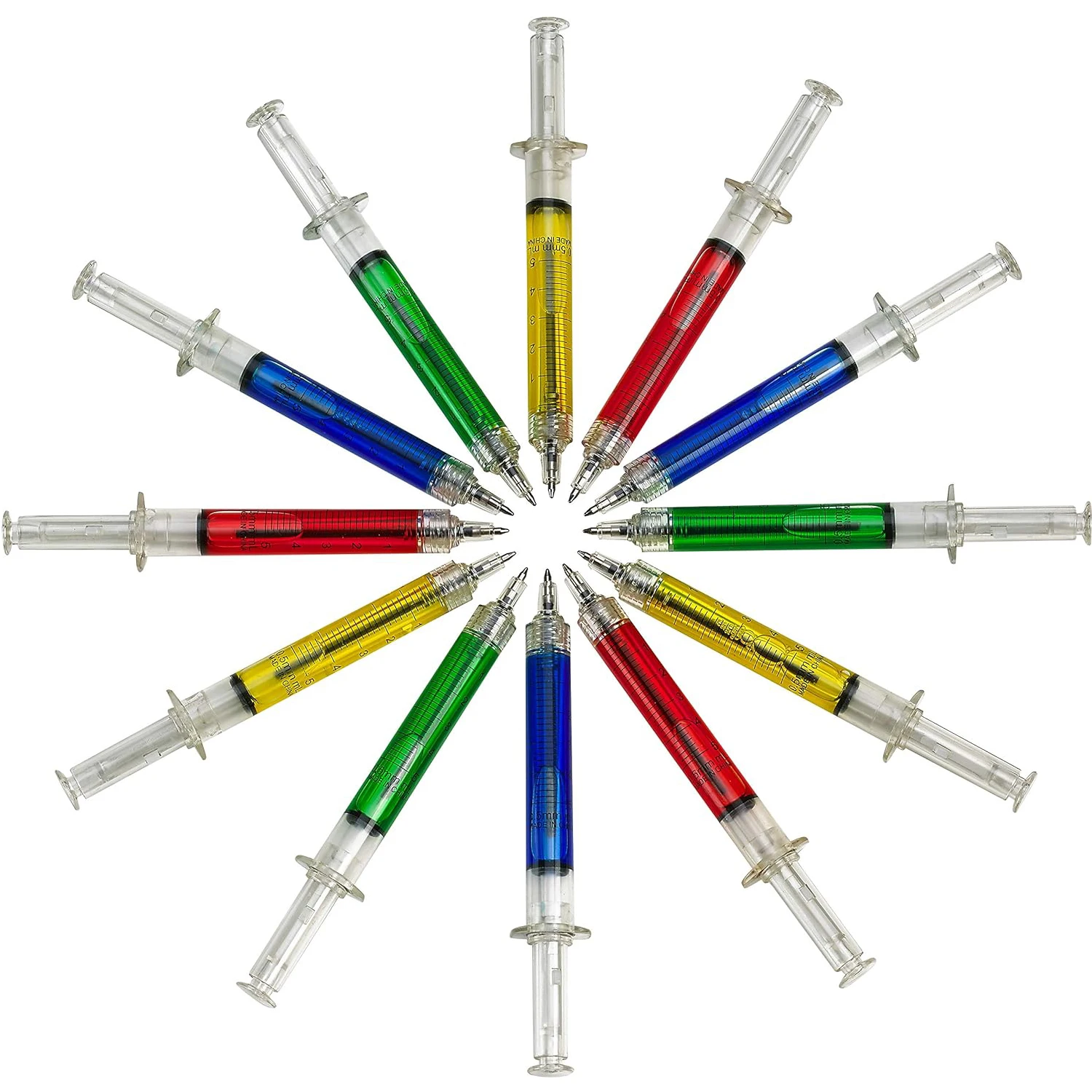 12 ชิ้นเข็มฉีดยาปากกา, Retractable สนุกหลายสีปากกาแปลกใหม่สําหรับพยาบาล, เขียนหมึกสีดํา, พยาบาลนักเรียนโรงเรียน