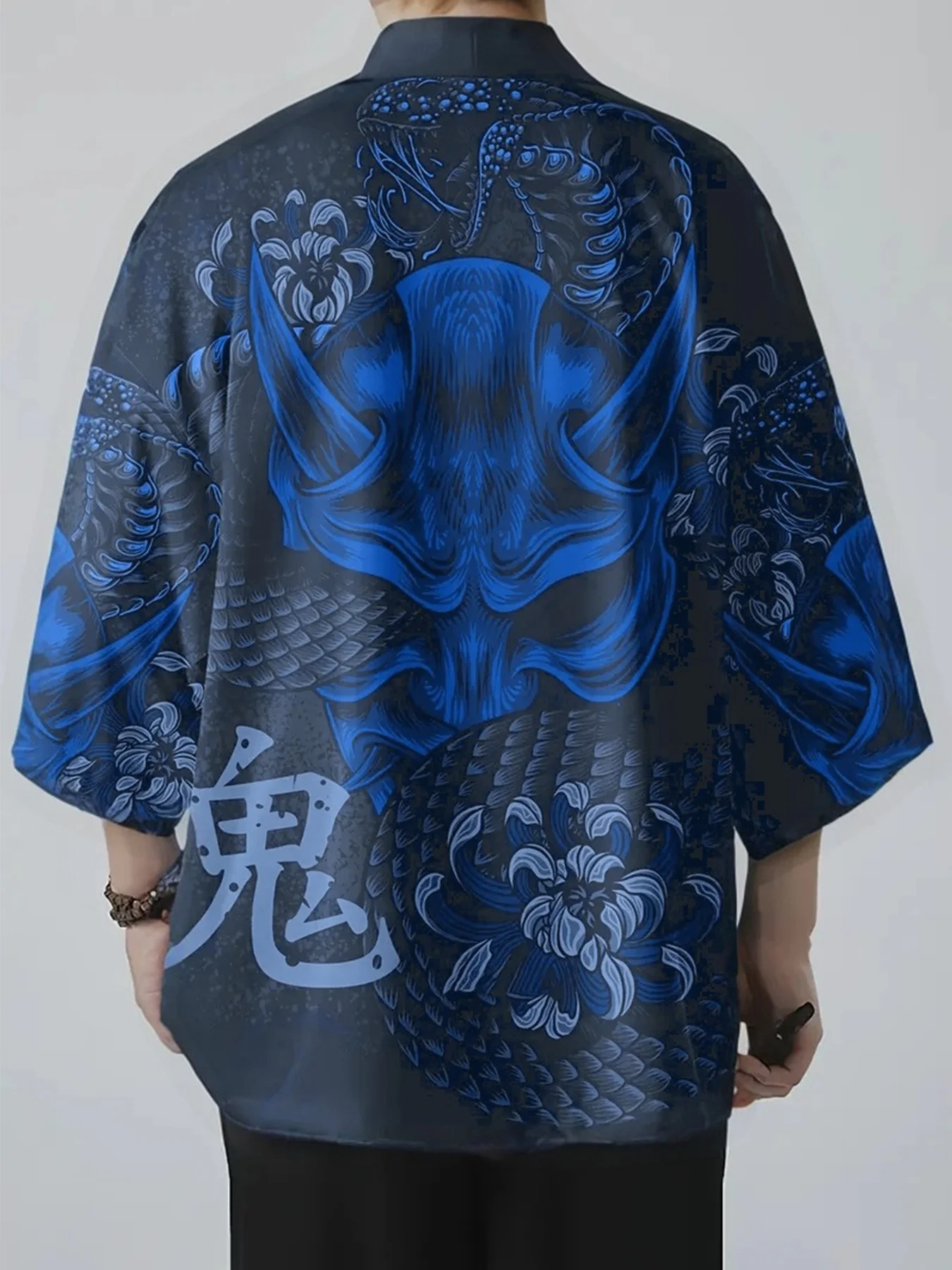 Cobra atendente japonês samurai fantasma quimono 3d impresso padrão masculino e feminino harajuku manto roupas tradicionais camisa de praia