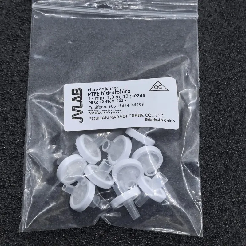 Filtro de jeringa de PTFE hidrofóbico, diámetro de bloqueo 13mm 0,22 0,45 0,8 1 1,2 3 5 10 micrones, filtro de aguja de filtración 10/PK