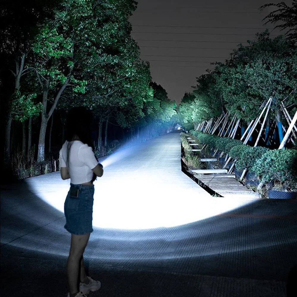 Linterna Led de alta potencia, lámpara Led recargable portátil, linterna con Zoom telescópico, linterna de mano para acampar