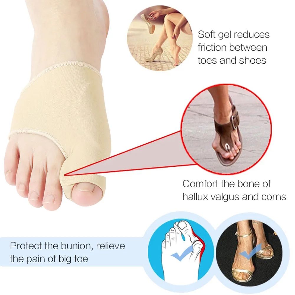 Separador de dedos de los pies, Corrector de juanete Hallux Valgus, ortopédico, ajustador de hueso del pulgar, corrección, alisador de calcetines para pedicura, 2 uds = 1 par