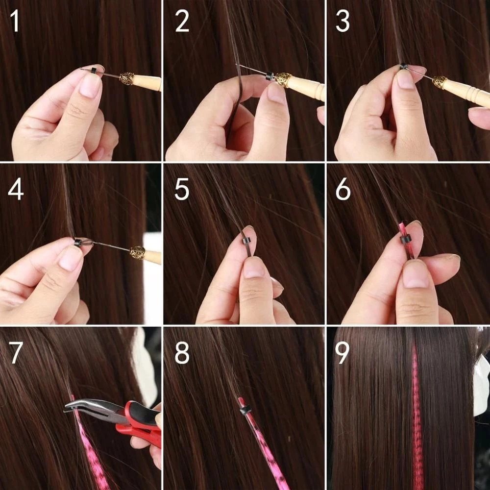 20 hebras/paquete, diez colores aleatorios, extensiones de cabello sintético de color I-Tip Stick, pelo liso de 16 pulgadas para mujeres de alta temperatura