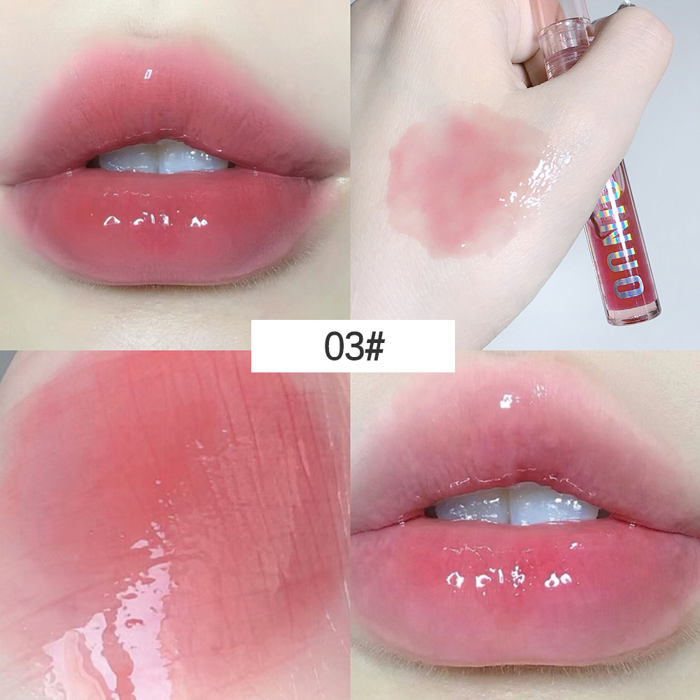 Espelho Jelly Lip Gloss, Lábios Hidratantes, Shimmers com Pérolas Finas, Ilumina a Cor dos Lábios, 4 Pcs