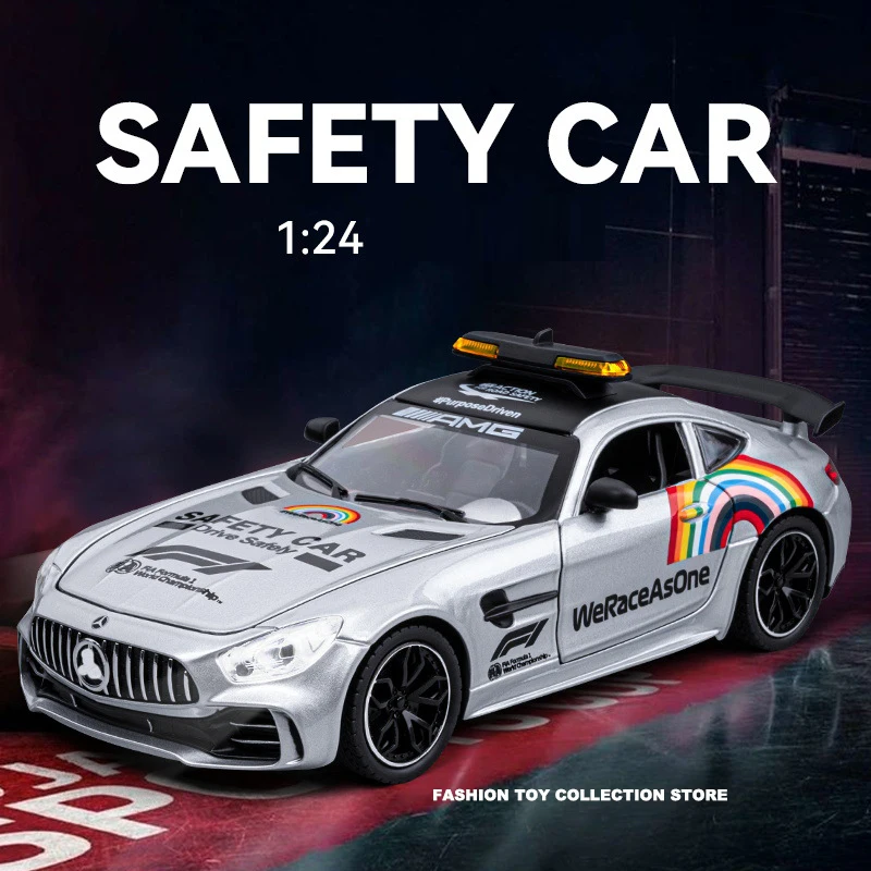 Modelo de coche de aleación de seguridad GTR BENS 1:24, juguete fundido a presión con sonido y luz, decoración de vehículos, juguetes para niños, regalo