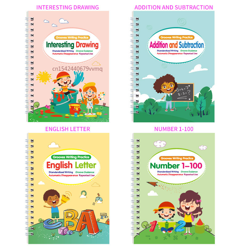 Nuevo libro de copia reutilizable para aprender letras en inglés, libro de caligrafía, dibujo de números, educación para niños, práctica de juguetes de escritura