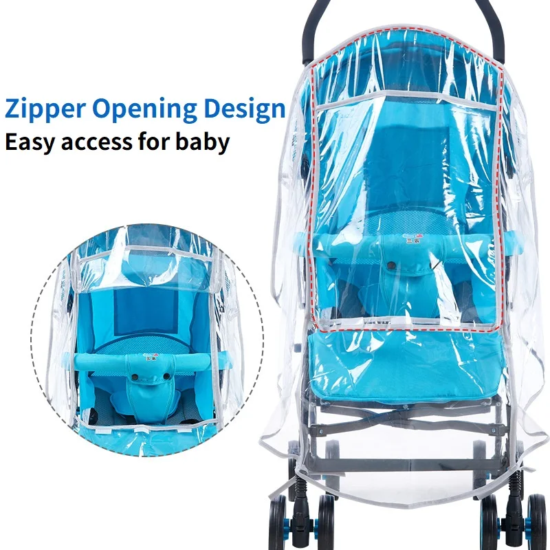 Capa de chuva universal para carrinho de bebê, proteção contra poeira e vento, transparente, à prova d'água, respirável, guarda-chuva, acessórios de capa de chuva