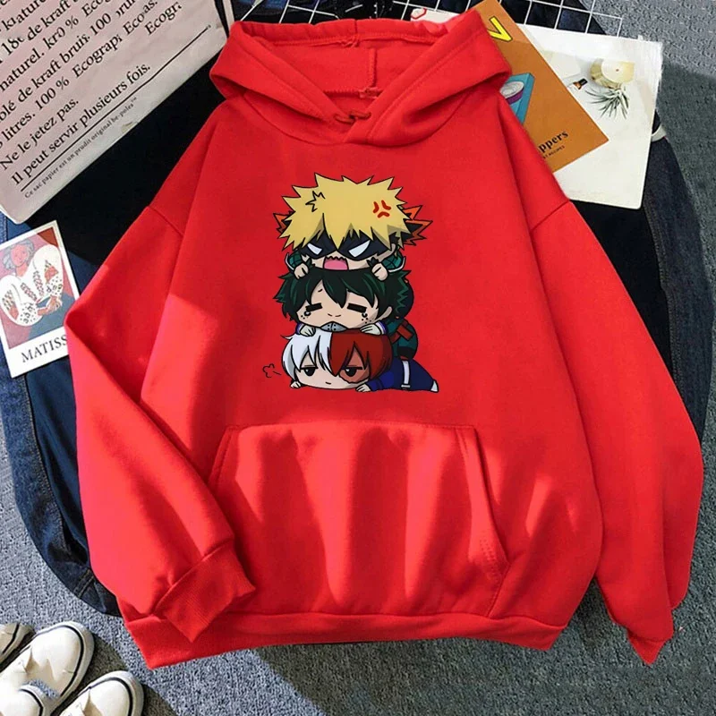Sudaderas con capucha de dibujos animados de My Hero Academia Anime Deku Bakugou Katsuki Todoroki Shoto Sudadera con capucha estampada Otoño Invierno Jersey con capucha