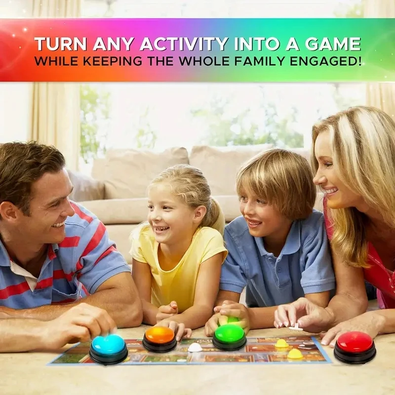 Answer Buzzers for Game Shows 4pcs Game Buzzers with Lights & Sounds Buzz Buttons for Kids - Perfect for Classroom Games