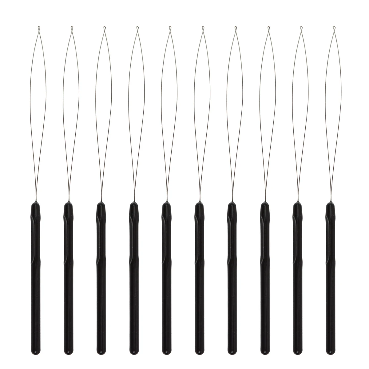 10Pcs Hair Extension Loop Needles Pulling Hook Tool Needle Threader Loop Tool for Silicone Microlink Beads