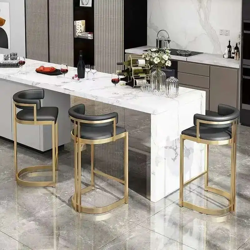 Reception Luxury Bar Chairs Nordic Gold Ergonomic Nordic Backrest High Chairs Industrial Modern Counter Sillas De Bar Furniture