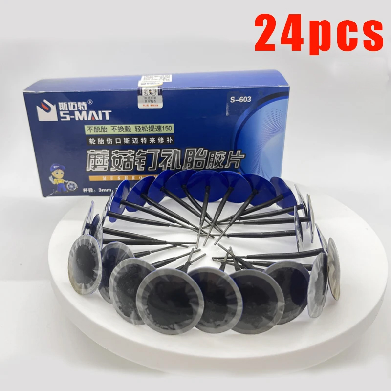 Universal Car Vehicle Tubeless Tyre Puncture Repair Kit Wired Mushroom Plug Motorcycle Patch Vacuum Tire Plug Patch Gum