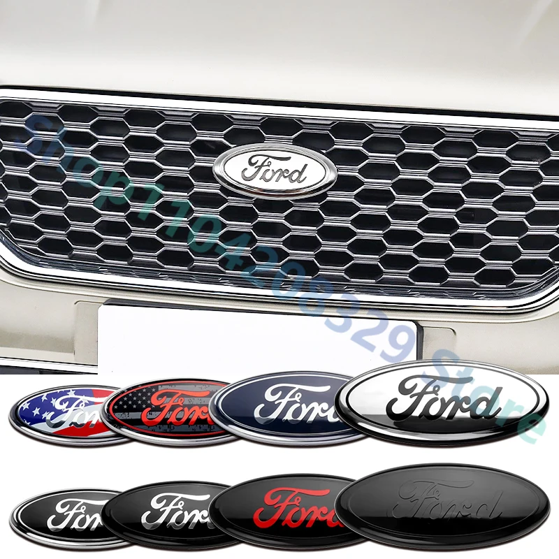 Car Front Grille Emblem Rear trunk Logo Badge Sticker Accessories for Ford Focus mk2 mk3 Fiesta mk7 Ranger Mondeo mk4 S-MAX Kuga
