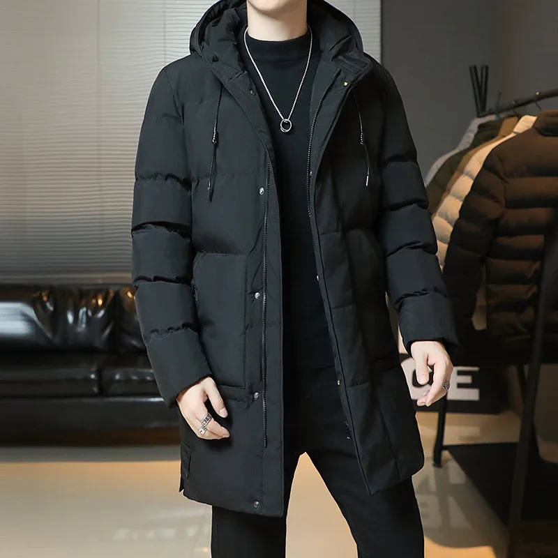 8XLNew Winter Mode Jugend Mittlere Und Lange Kleidung Männer Koreanische Version Beliebte Brot Unten Baumwolle Verdickt Warme Mantel Junge