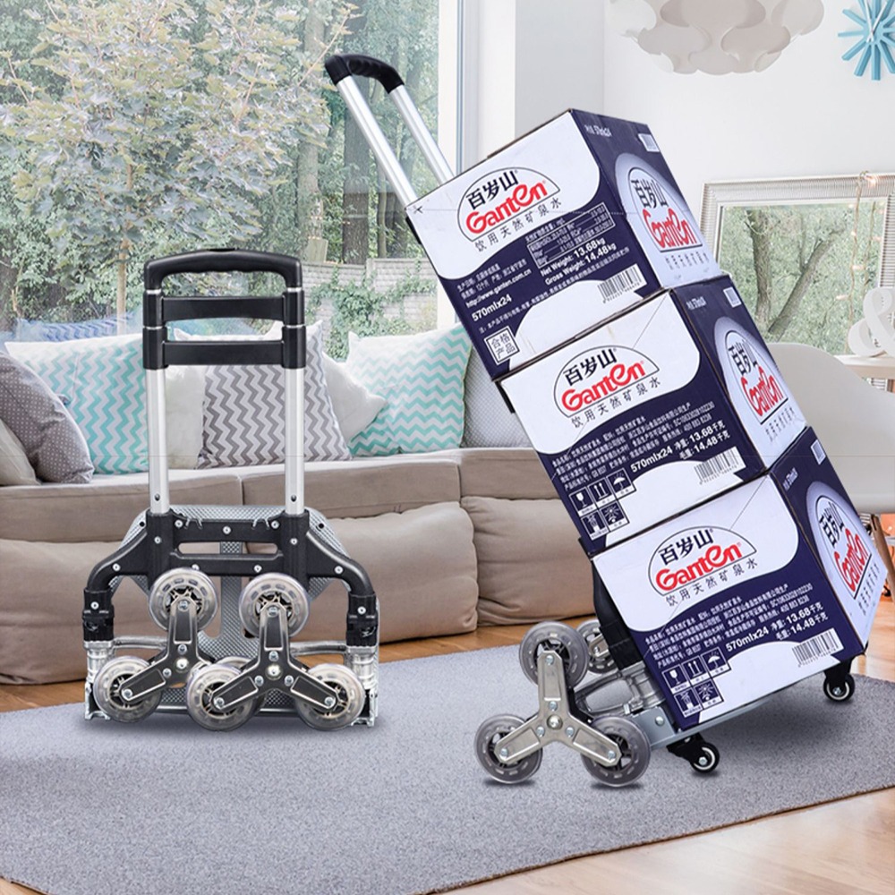  Einkaufswagen, Aluminium, zusammenklappbar, Treppensteppwagen, für den Außenbereich, tragbar, leicht, zum Klettern, Reisen, zusammenklappbare Trolleys
