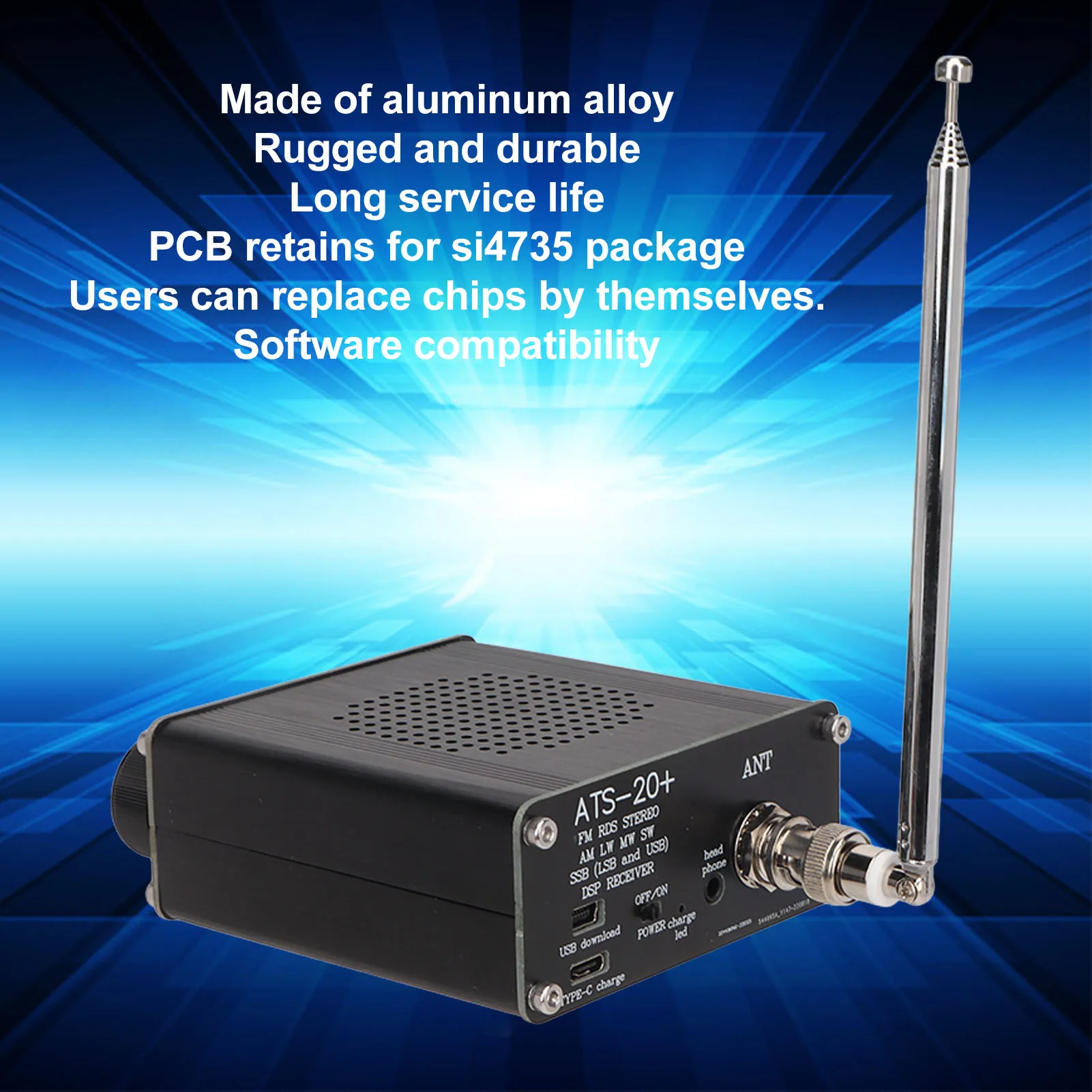 ATS 20+ Radio Receiver Easy To Read Portable World Band Digital Receiver Professional Lightweight for Home for Outdoor Camping