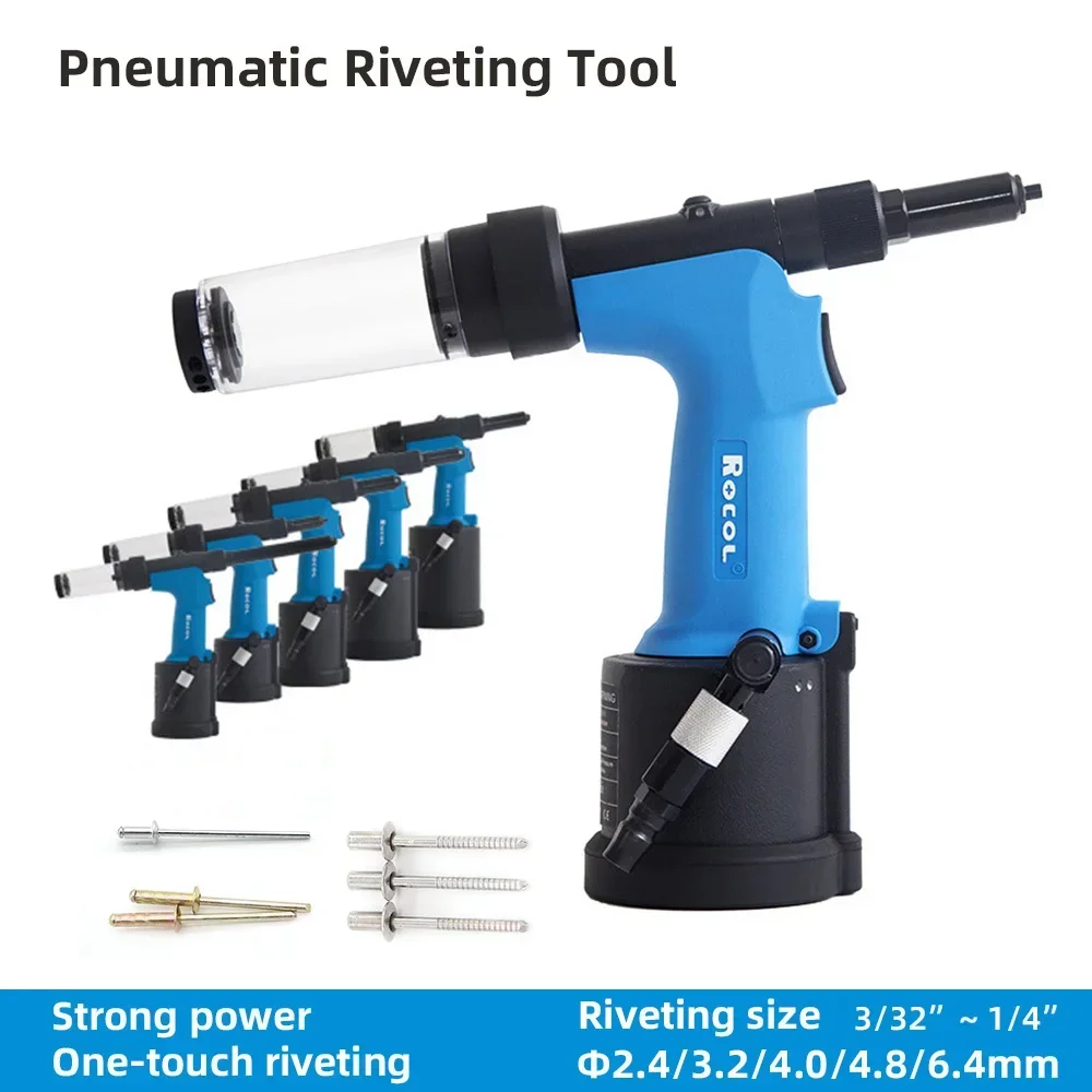 Pistola de remache ciego neumática de alta resistencia, herramienta de remachado de acero inoxidable, Industrial, autosucción automática, 2,4, 3,2, 4,0, 4,8, 6,4mm