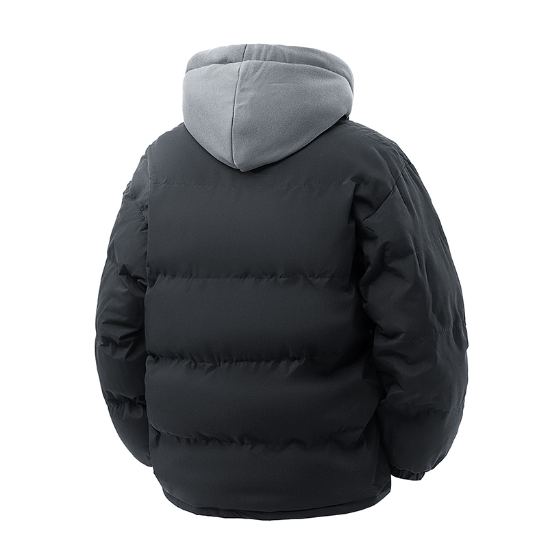 2025 masculino quente parkas casual algodão-acolchoado jaqueta de inverno na moda falso de duas peças com capuz pão algodão-acolchoado jaquetas casacos