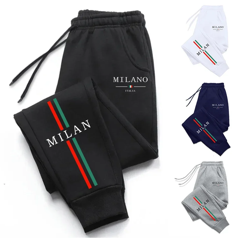 2025 Vendita calda Milano City Pantaloni da jogging stampati Pantaloni sportivi sportivi casual autunno inverno da uomo di alta qualità Abbigliamento da corsa all'aperto